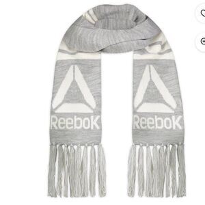 NWT Reebok Logo Fringe Scarf UNISEX GRAY/WHITE WINTER TASSEL
